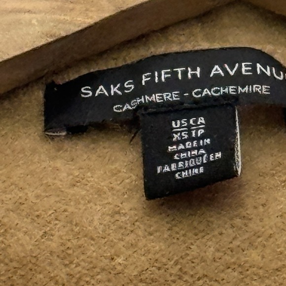 Saks Fifth Avenue 100% Cashmere Tan Hooded Cardigan Sweater Women's XS - Picture 6 of 7